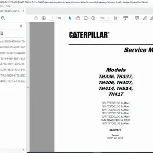 CAT Telehandler TH336–TH417 Service Manual (S/N TDE/TDF/TBX+ After) – PDF