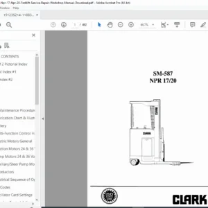 CLARK NPR-17 / NPR-20 / NPR-345 Forklift Service Manual (SM-587) – PDF