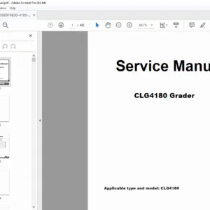 CLG4180 Motor Grader Service Manual Repair Guide PDF Download