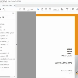 Case 1021F / 1121F Tier 2 Wheel Loader Service Manual (2012) PDF