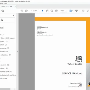 Case 821G & 921G Wheel Loader Service Manual (Tier 2) -  PDF