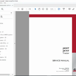 Case IH JX55T & JX75T Tractor Service Manual (Tier 1 Engine) PDF