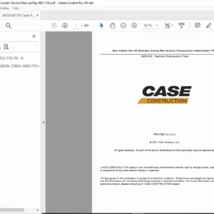 Case Skid Steer Loader Service Manual SR/SV/TR Series – Engine Transmission PDF