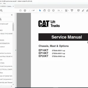 Caterpillar Cat EP16KT EP18KT EP20KT Electric Forklift Service Manual PDF