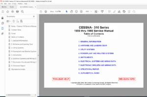 Cessna 310 Series (1955–1960) Aircraft Service Manual – PDF