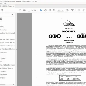 Cessna 310 & Turbo 310 P-Q 1969–1974 Service Repair Manual PDF
