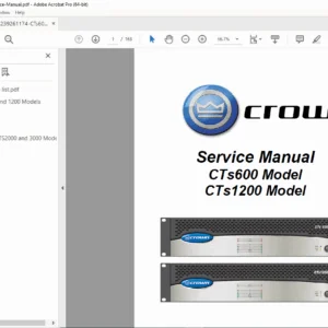 Crown CTs600 & CTs1200 Power Amplifier Service Manual PDF