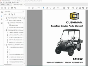 Cushman Hauler 800 Gasoline Service Parts Manual 624952 (2012+) PDF