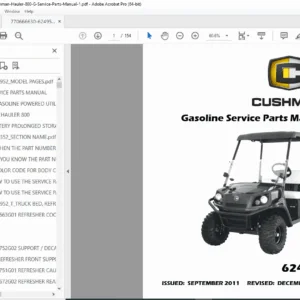 Cushman Hauler 800 Gasoline Service Parts Manual 624952 (2012+) PDF