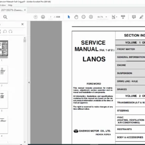 Daewoo Lanos Factory Service & Repair Manual (SOHC & DOHC Engines) - PDF