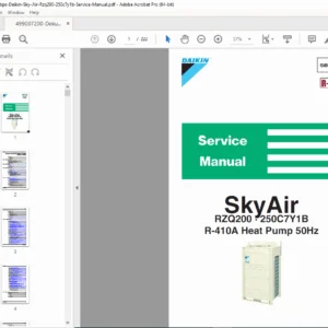 Daikin SkyAir RZQ200–250C7Y1B R-410A Heat Pump Service Manual PDF