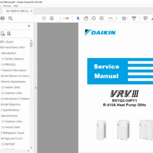 Daikin VRV III RXYQ5–54PY1 Service Manual R-410A Heat Pump 50Hz (PDF)