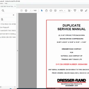 Dresser-Rand B412KVSRA Engine Driven Compressor Service Manual (2009)