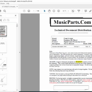 E-mu Emulator III (EIII) Factory Service Manual – 1988 PDF