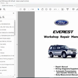 Ford Everest Service Manual & Wiring Diagrams (2001-2007) PDF