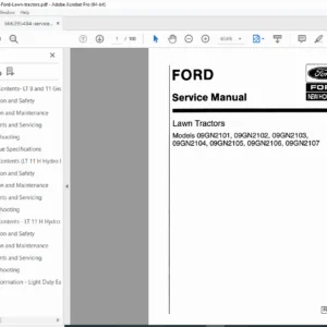 Ford LT-8 & LT-11 Lawn Tractor Service Manual PDF (Models 09GN2101-2107)
