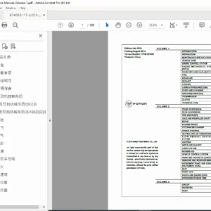 Foton U201 Service Manual Volume 1 (ISF2.8 / BJ486ZLEQ4) – PDF