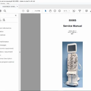 Fresenius 5008S Hemodialysis System Service Manual (Edition 9/01.11) PDF