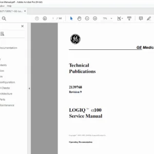 GE LOGIQ 100 Ultrasound System Service Manual – Factory PDF