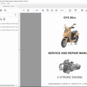 GY6 50cc Scooter Service & Repair Manual (JL50QT Series, 4-Stroke Engine) PDF