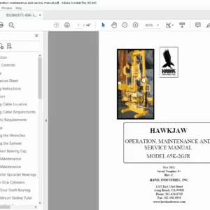 HawkJaw 65K-2GJR Operation, Maintenance & Service Manual (PDF)