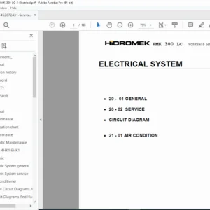 Hidromek HMK 300 LC-3 Electrical System & Air Conditioning Service Manual PDF