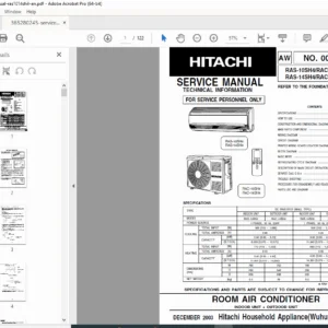 Hitachi RAS-10SH4 & RAS-14SH4 DC Inverter AC Service Manual & Repair Guide PDF
