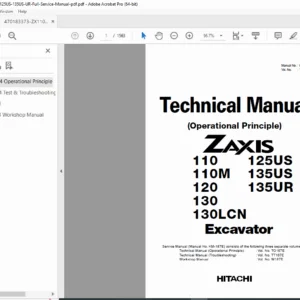 Hitachi ZX110–ZX135UR Excavator Full Service Manual  PDF