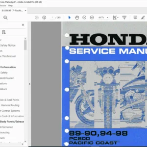 Honda PC800 Pacific Coast Service Manual PDF (1989–1990, 1994–1998)