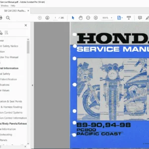 Honda PC800 Pacific Coast Service Manual PDF (1989–1990, 1994–1998)