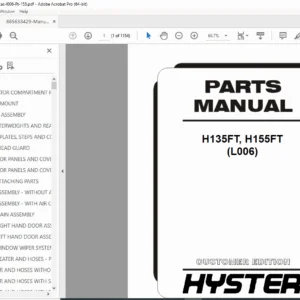 Hyster H135FT H155FT Forklift Parts Manual PDF