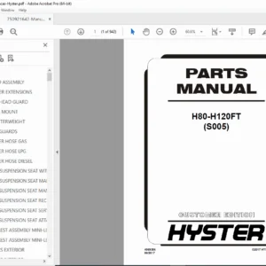 Hyster H80-H120FT Forklift Parts Manual (S005 Series) PDF