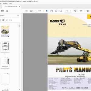 Hyster RS45/RS46 Reachstacker Parts Manual (B289) Illustrated PDF