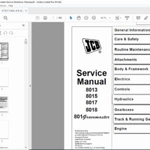 JCB 8013 8015 8017 8018 Gravemaster Service Workshop Manual PDF