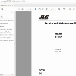JLG 510AJ Articulating Boom Lift Service Manual Repair Maintenance Technical PDF