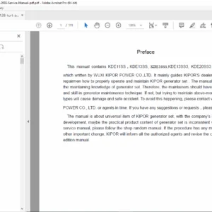KIPOR KDE11SS–KDE20SS3 Silent Diesel Generator Service Manual PDF