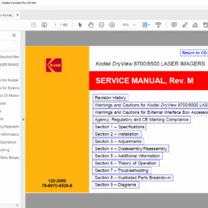 Kodak DryView 8700 / 8500 Laser Imager Service Manual PDF