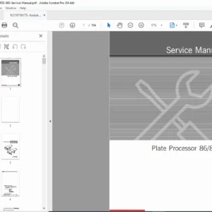 Kodak / Glunz & Jensen Plate Processor 86/860 Service Manual PDF