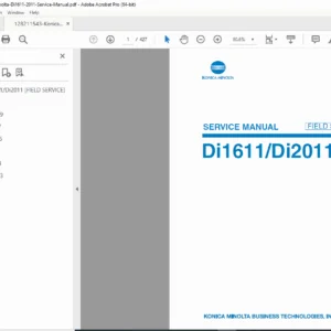 Konica Minolta Di1611 / Di2011 Copier Service Manual PDF
