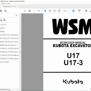Kubota U17 & U17-3 Excavator Workshop Service Manual (Includes Engine) PDF
