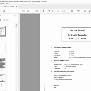 Liebherr R 900 C EDC Litronic Excavator Service Manual PDF
