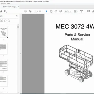 MEC 3072 4WD Scissor Lift Parts Service Manual 9241 Aerial Platform PDF
