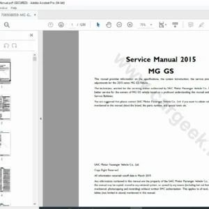 MG GS 2015 Service Manual PDF — Workshop Repair & Maintenance Guide