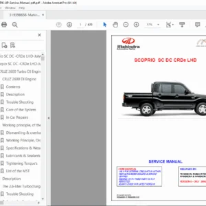 Mahindra Scorpio Pik-Up CRDe Service Manual (Cruz 2600) PDF