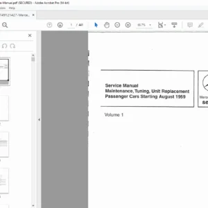 Mercedes-Benz 1959-1967 Passenger Car Service Manual PDF