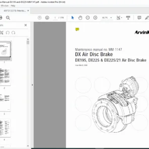 Meritor DX195 DX225 Air Disc Brake Service Manual MM-1147 PDF