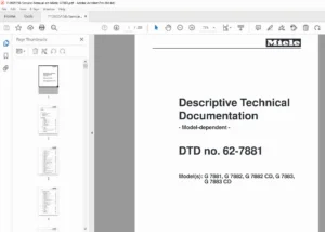 Miele G 7881 / G 7882 / G 7883 Descriptive Technical Doc DTD 62-7881 PDF