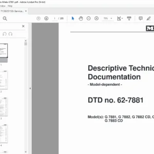 Miele G 7881 / G 7882 / G 7883 Descriptive Technical Doc DTD 62-7881 PDF