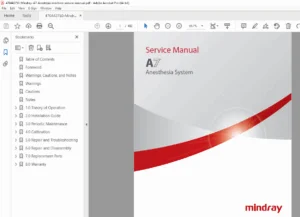 Mindray A7 Anesthesia System Service Manual PDF (Repair & Calibration)