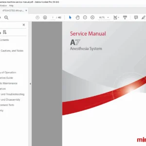 Mindray A7 Anesthesia System Service Manual PDF (Repair & Calibration)